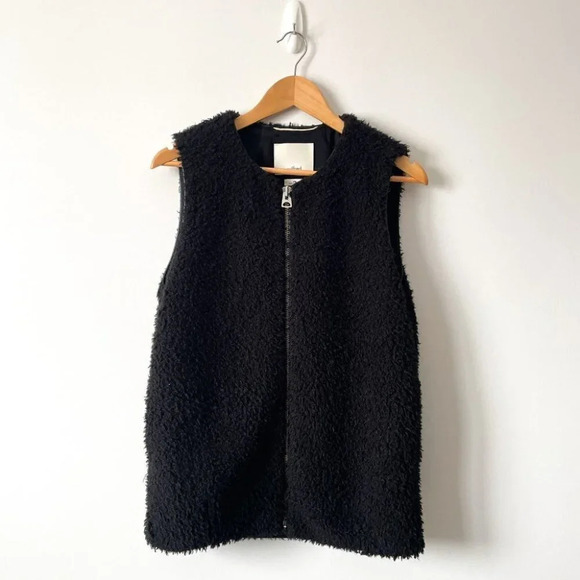 Aritzia Wilfred Chatou Fuzzy Teddy Sherpa Vest Black Size Small - Picture 4 of 8
